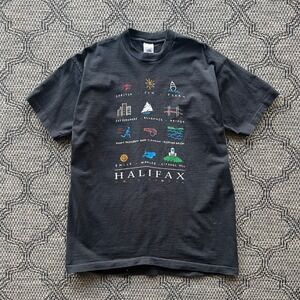 Vintage Halifax T-Shirt Mens XL Black Nova Scotia Souvenir Maritimes Canada